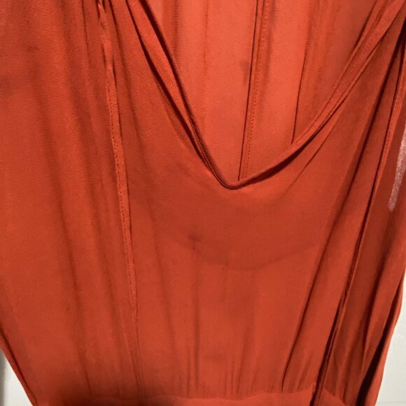 Zara Woman Red Cold Shoulder V-neckline Tunic Blouse   Keyhole Open Back Size M - Picture 4 of 8